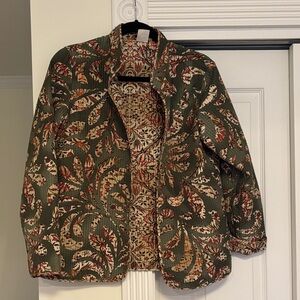 Alfred Dunner Green and Brown Floral Blazer